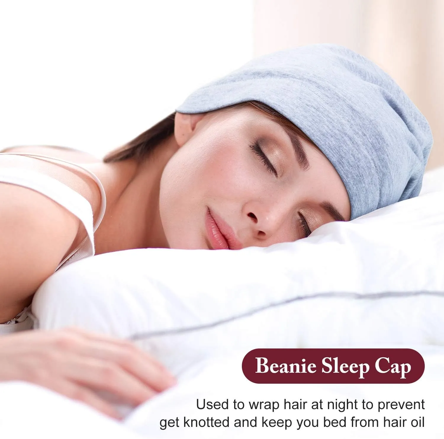 4 Pieces Satin Lined Sleep Cap Slouchy Beanie Hat Night Hair Cap for Women