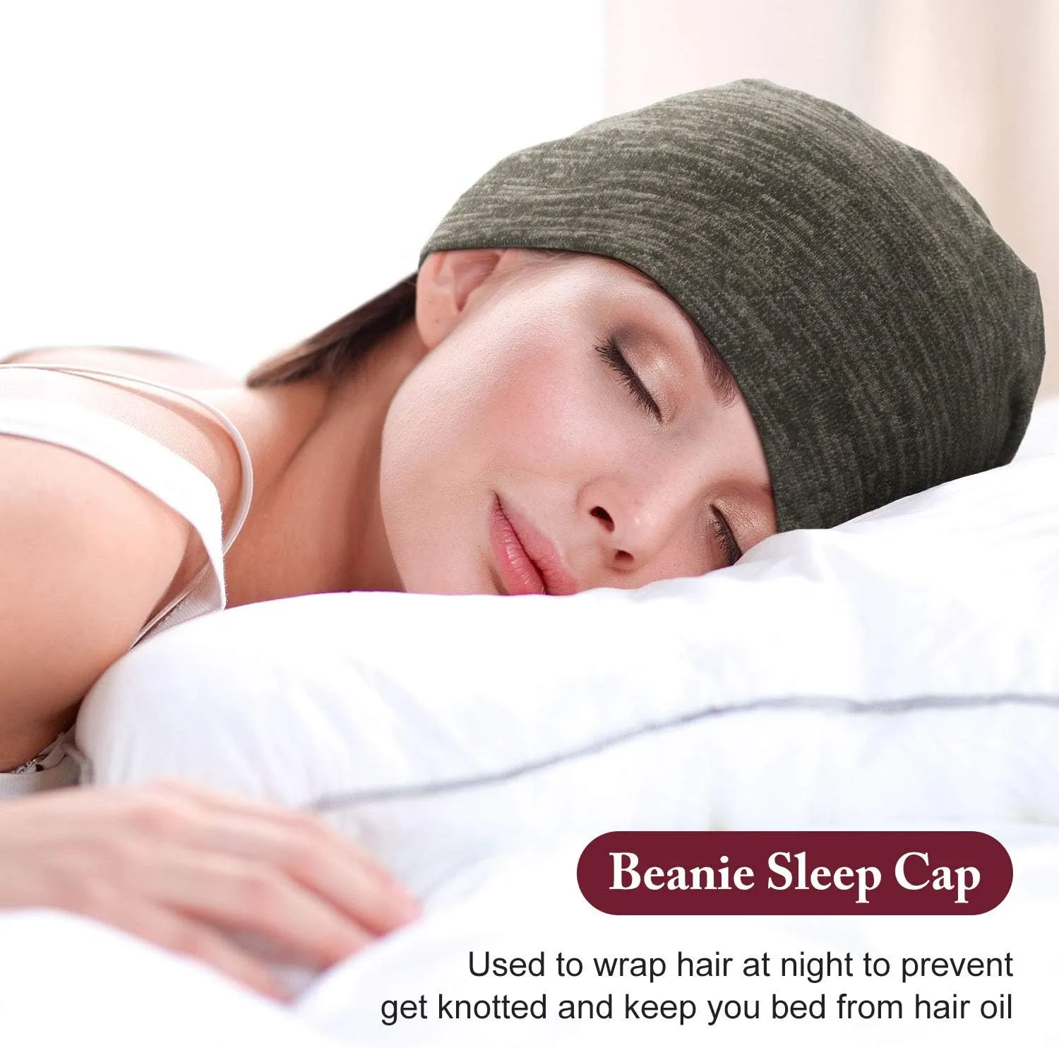4 Pieces Satin Lined Sleep Cap Slouchy Beanie Hat Night Hair Cap for Women
