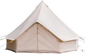 4 Season Cotton Canvas Yurt Tent with Stove Jacks, 6M / 20ft Waterproof Canvas Bell Tent, Big Space Camping Yurt Style Tent for Family Camping Picnic