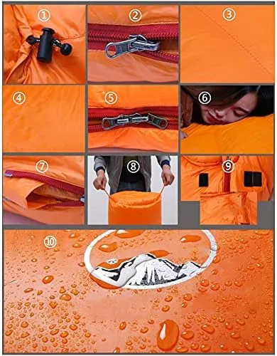 4 Seasons Camping Goose Down Sleeping Bag, Mummy Down Sleeping Bag, Soft Touch, Compression Stuff Sack