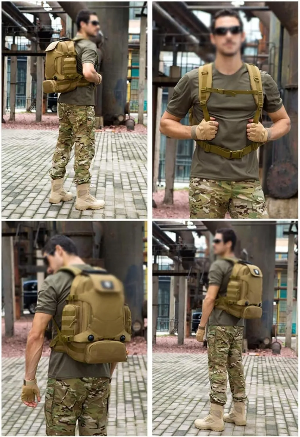 40L Backpack Three-in- Multifunctional Backpack Cycling Mountaineering Bag Travel Hiking Bag(E)