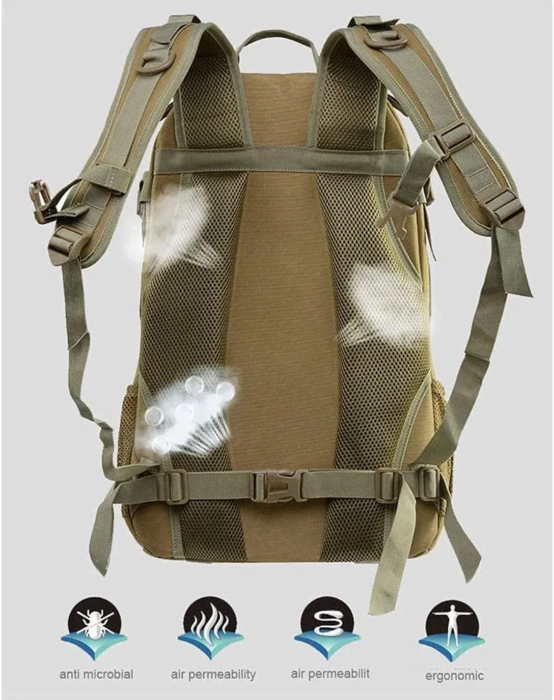 40L Camping Backpack Bag Hiking Climbing Rucksack Waterproof Trekking Camouflage Army Backpak Outdoor Daypack-Desert Camo