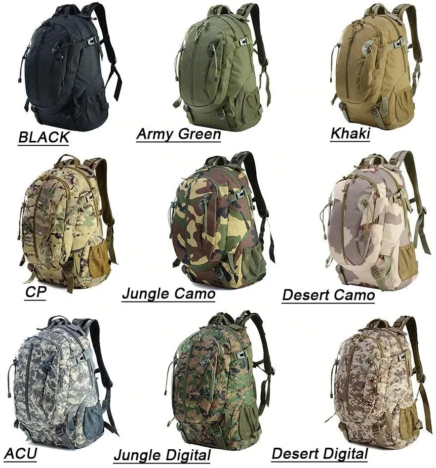 40L Camping Backpack Bag Hiking Climbing Rucksack Waterproof Trekking Camouflage Army Backpak Outdoor Daypack-Desert Camo