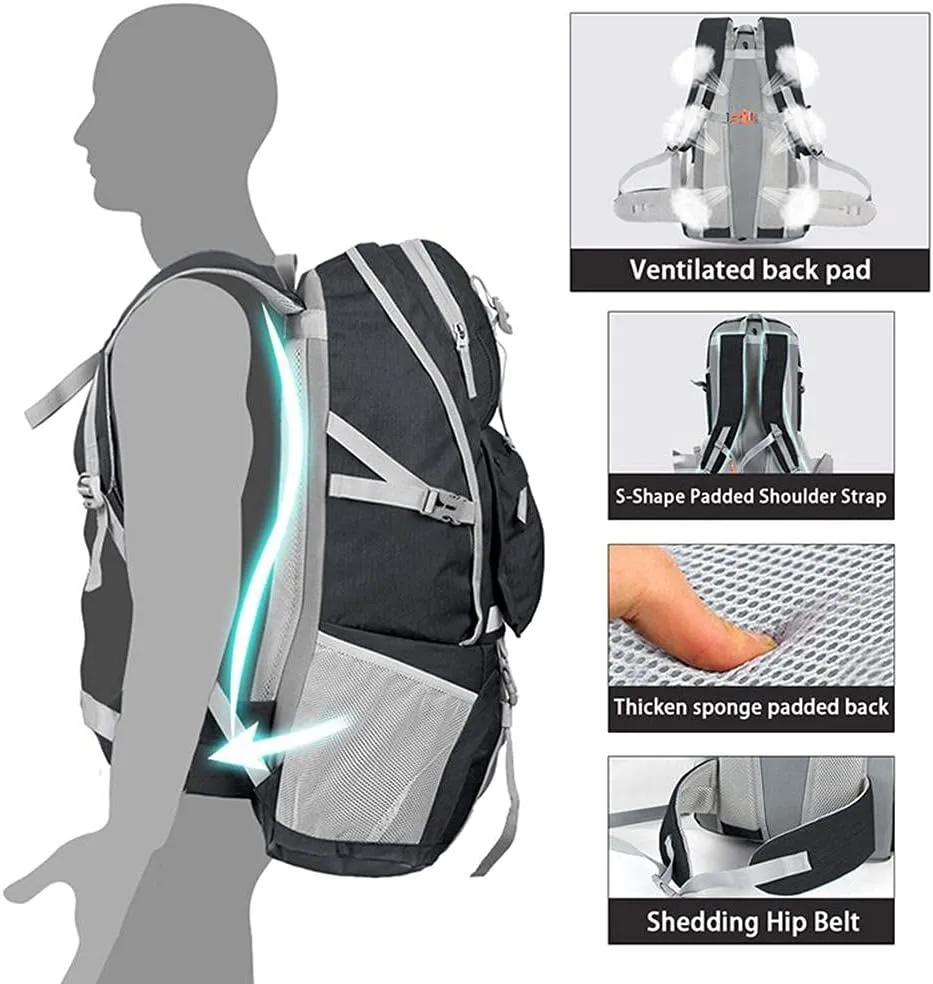 40L Hiking Backpack, Water Resistant Backpacking Camping Backpack for Women Men