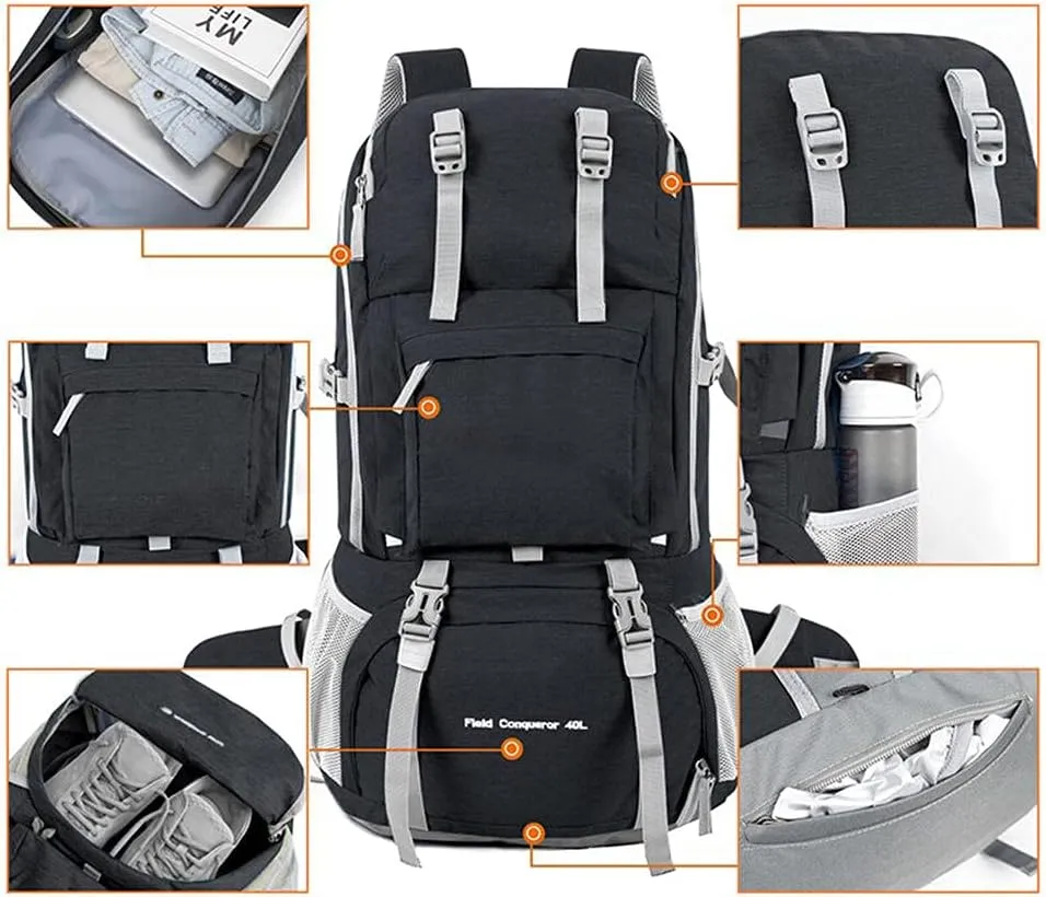 40L Hiking Backpack, Water Resistant Backpacking Camping Backpack for Women Men