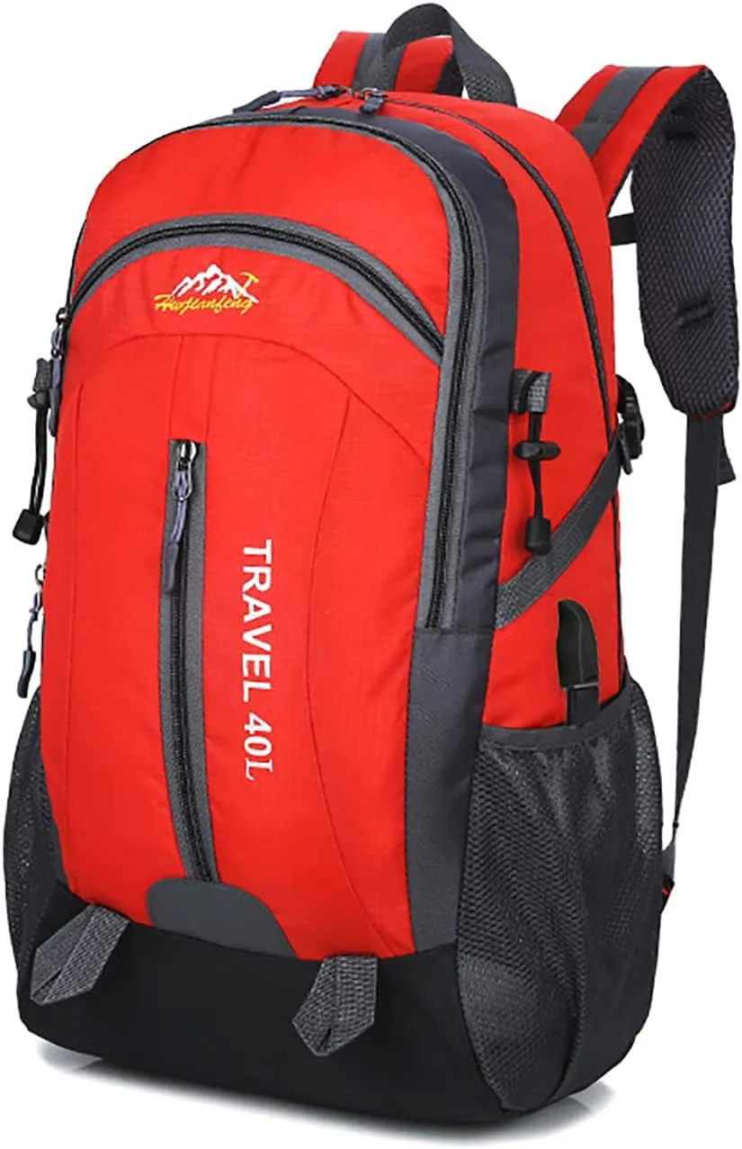40L Outdoor Climbing Bag Lightweight Portable Backpack for Travel Hiking Mountaineering Skiing Daypack(Red)