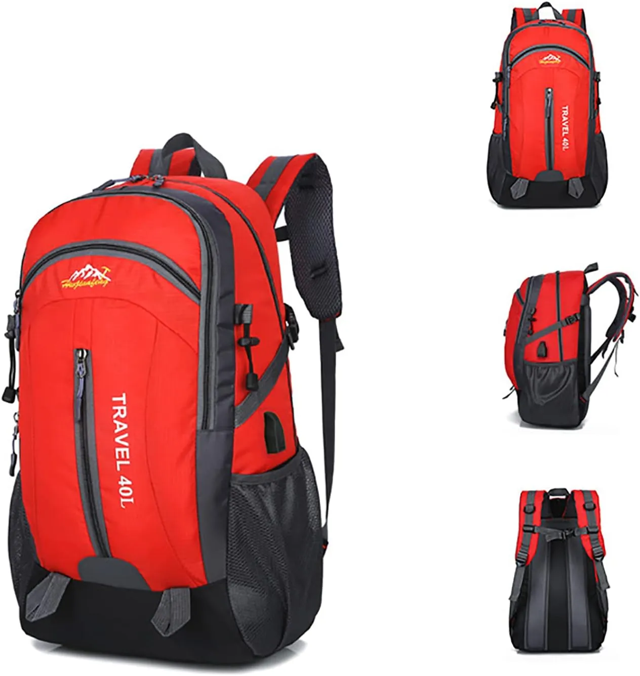 40L Outdoor Climbing Bag Lightweight Portable Backpack for Travel Hiking Mountaineering Skiing Daypack(Red)