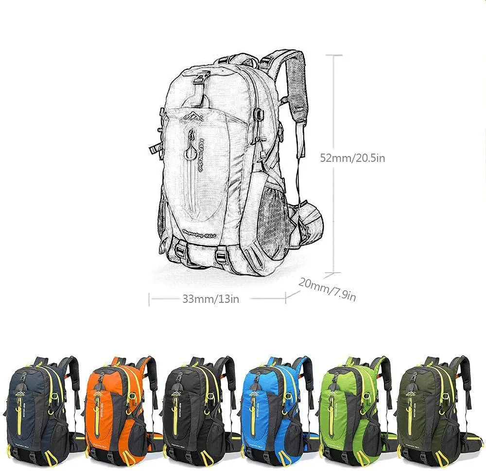 40L Waterproof Climbing Rucksack Travel Hiking Backpack Laptop Daypack Trekking Backpack Outdoor Men Women Sport Bag-Lake Blue