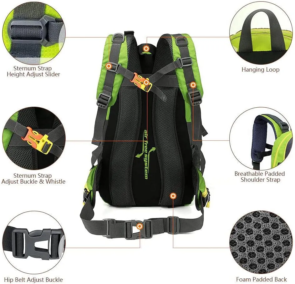 40L Waterproof Climbing Rucksack Travel Hiking Backpack Laptop Daypack Trekking Backpack Outdoor Men Women Sport Bag-Lake Blue