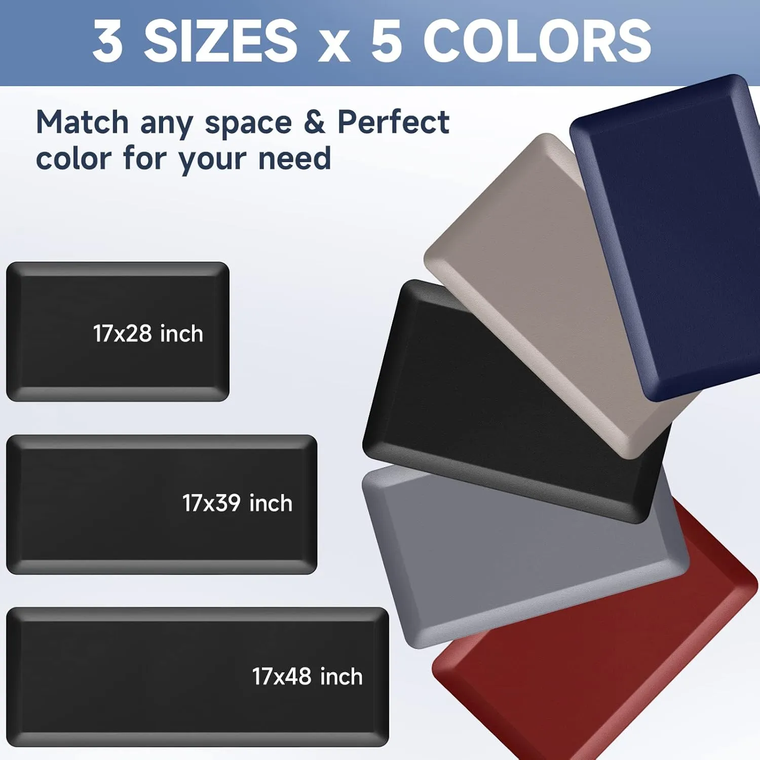 4/5 Inch Thick Kitchen Mats for Floor, StepRite Kitchen Rug for Standing Desk, Non-Slip, Thicker, Stain Resistant, Waterproof, Comfort Anti Fatigue Floor Mat for Home, Kitchen, Office - Black