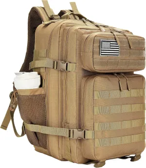45L Tactical Assault Backpack 3 day assault pack with Molle Waterproof backpack Rucksack for Tactical Backpacks (khaki)