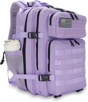 45L Tactical Assault Backpack 3 Day Assault Pack with MOLLE Waterproof Rucksack for Tactical Backpacks (Light Purple)