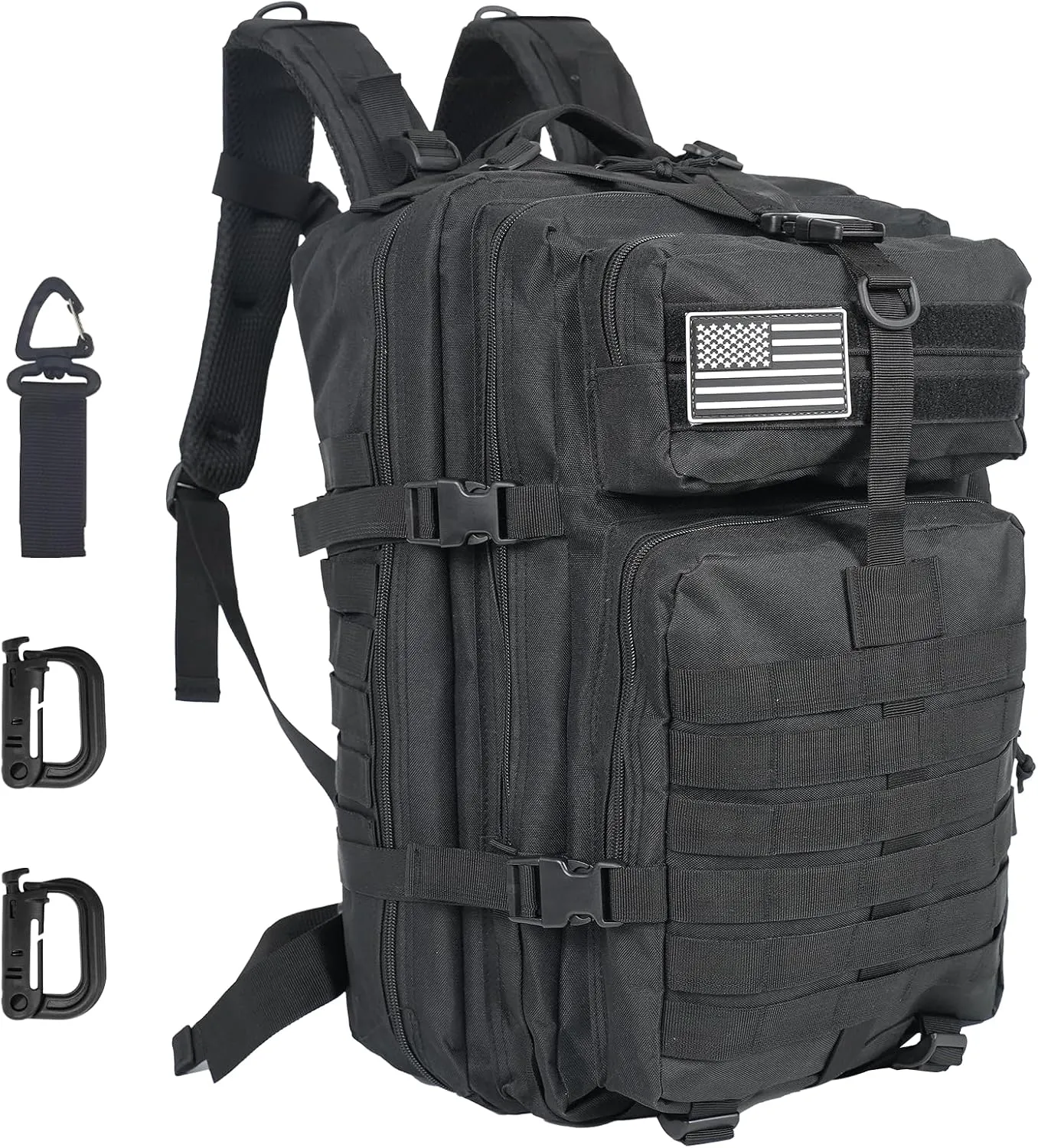 50L Large Military Tactical Backpack Molle Army Assault Pack for Travel Camping Hiking Fishing Backpack for men(black)