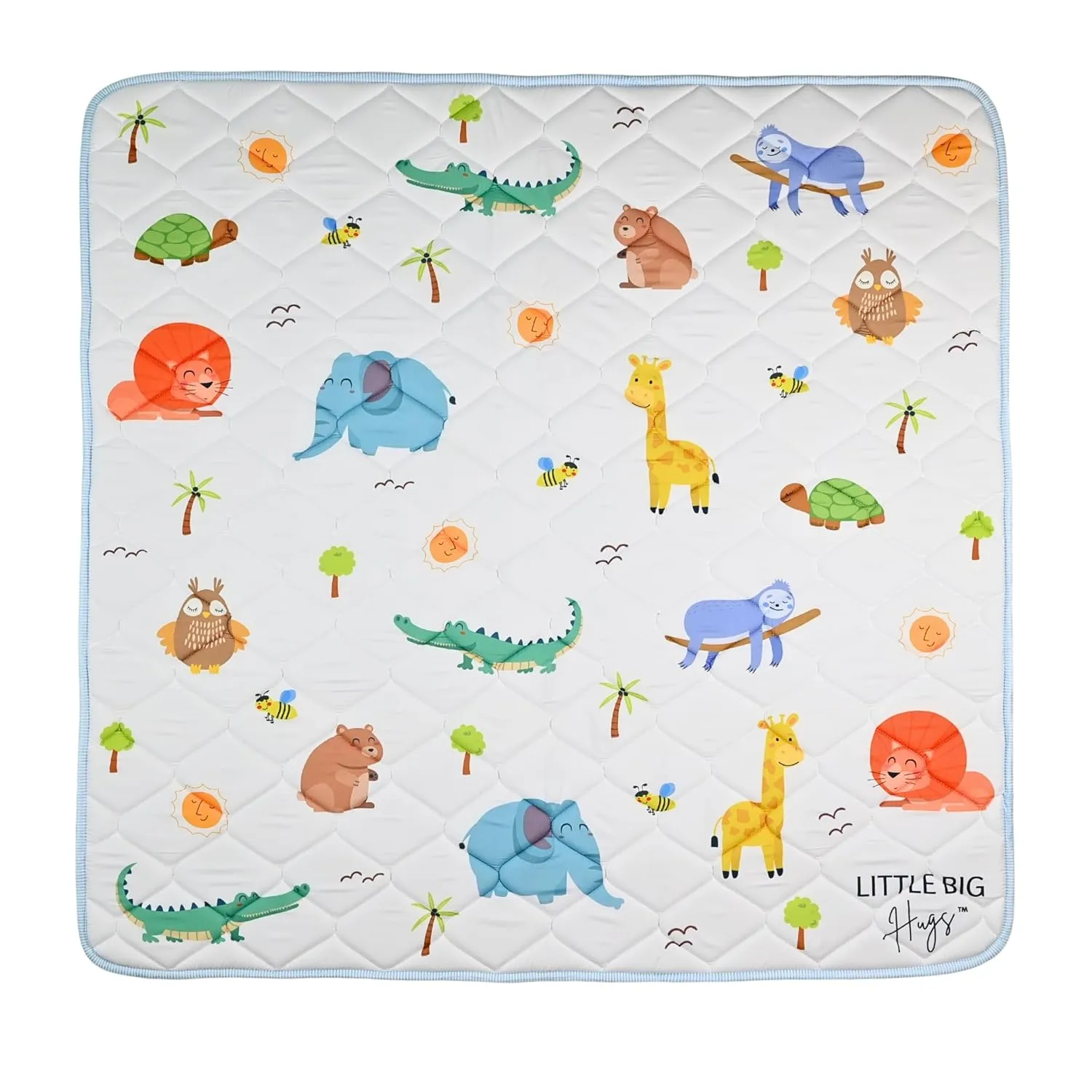 50”x50” Baby Play Mat for Floor – Soft & Thick Cushion Padded Foldable Baby Crawling Mat for Floor Activity – Non-Slip, Machine Washable, Non-Toxic Playpen Mat for Infants, Babies & Toddlers - Animal