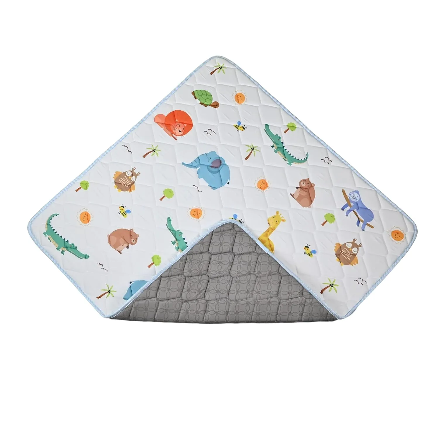 50”x50” Baby Play Mat for Floor – Soft & Thick Cushion Padded Foldable Baby Crawling Mat for Floor Activity – Non-Slip, Machine Washable, Non-Toxic Playpen Mat for Infants, Babies & Toddlers - Animal