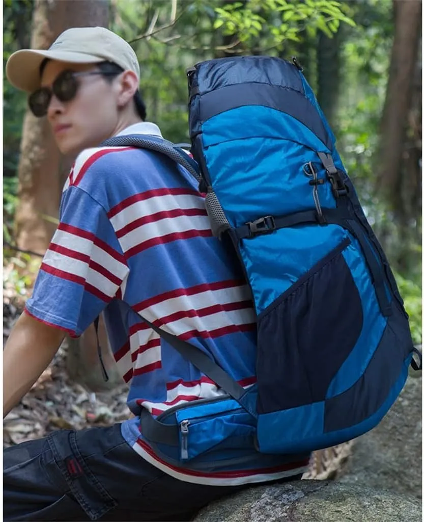 52L Outdoor Mountaineering Bag Mountaineering Backpack Mountaineering Sports Bag with Rain Cover(D)