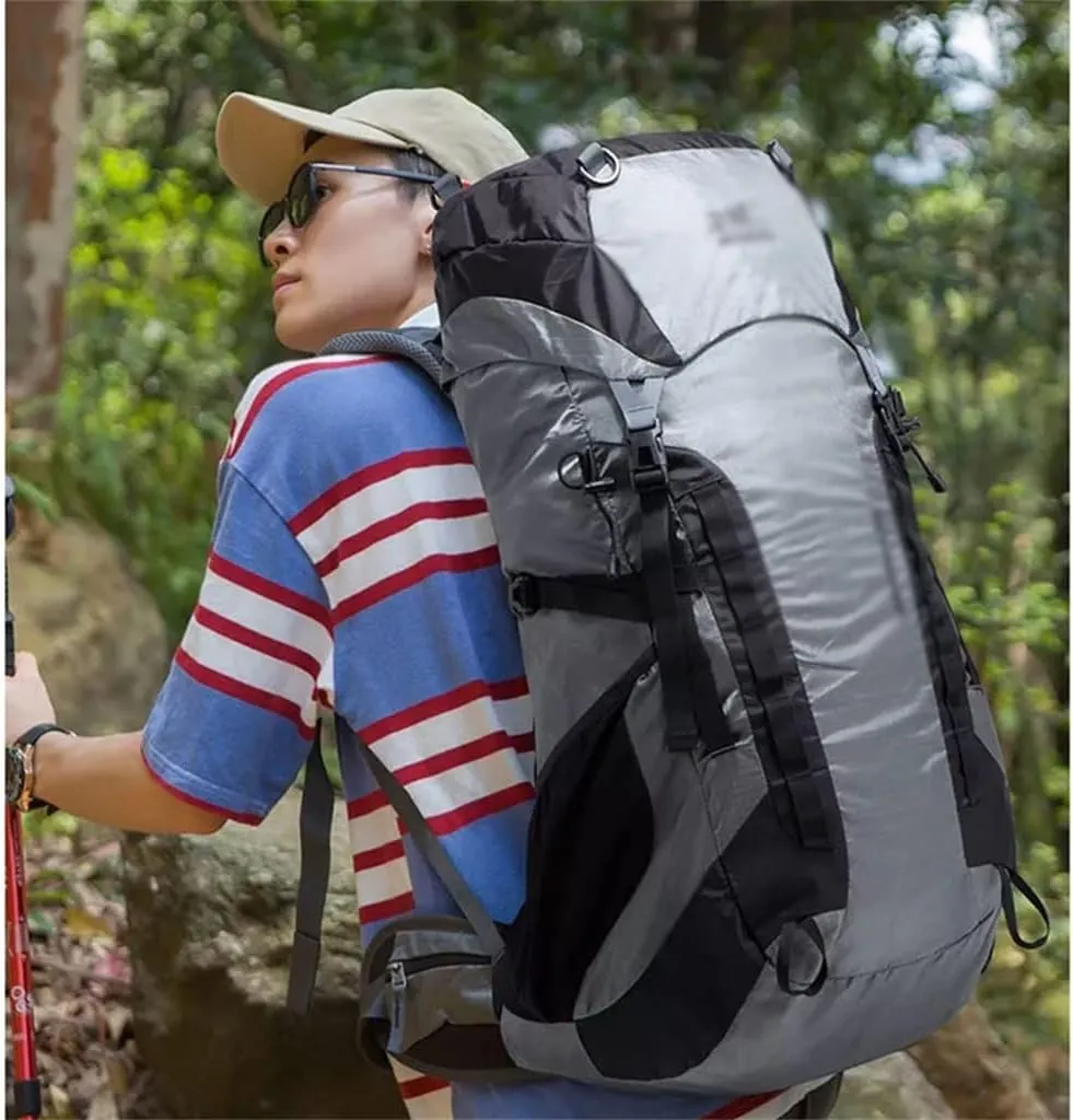 52L Outdoor Mountaineering Bag Mountaineering Backpack Mountaineering Sports Bag with Rain Cover(D)