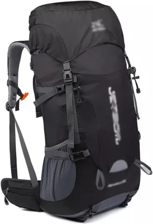 55L Hiking Outdoor Bag Travel Backpack Wear Resistant Sports Backpack with Rain Cover(Black)