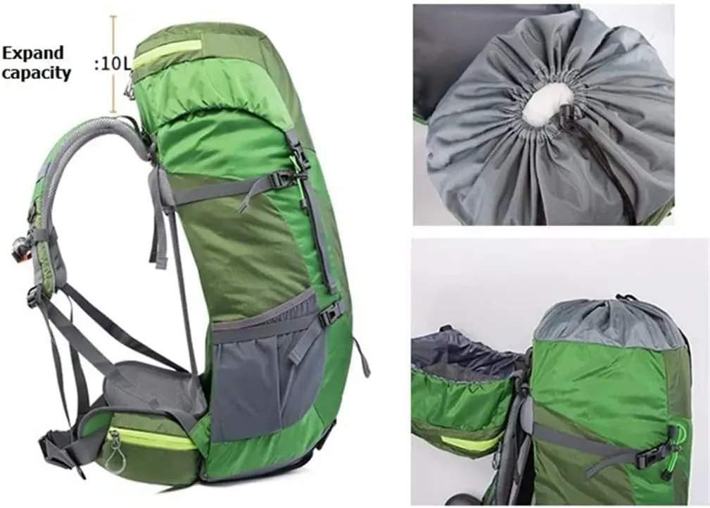 55L Hiking Outdoor Bag Travel Backpack Wear Resistant Sports Backpack with Rain Cover(Black)
