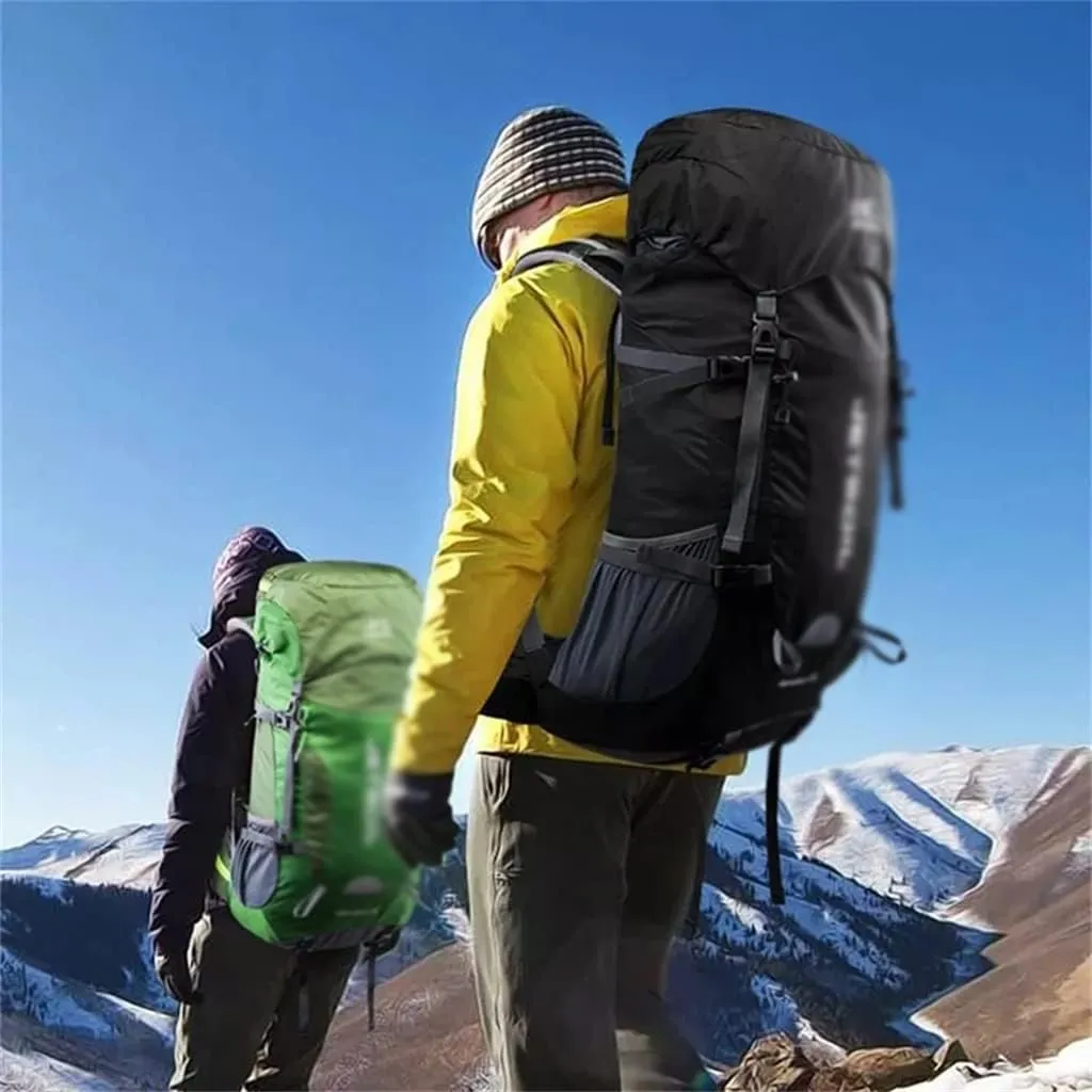 55L Hiking Outdoor Bag Travel Backpack Wear Resistant Sports Backpack with Rain Cover(Black)