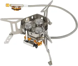 5800W Foldable Camping Gas Stove 3 s Piezo Ignition Lightweight Windproof Backpacking Stove Outdoor Cooking Stove for Camping Hiking Picnics