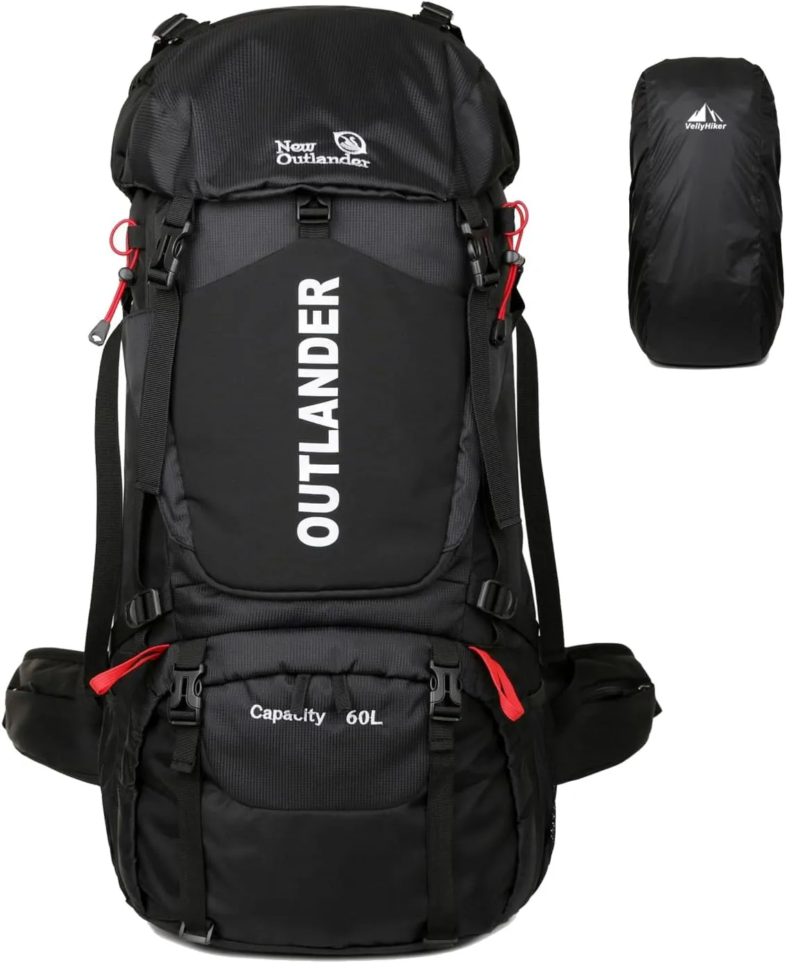 60L Hiking Camping Backpack with Rain Cover, Waterproof Large Capacity Outdoor Sport Travel Daypack Climbing Touring