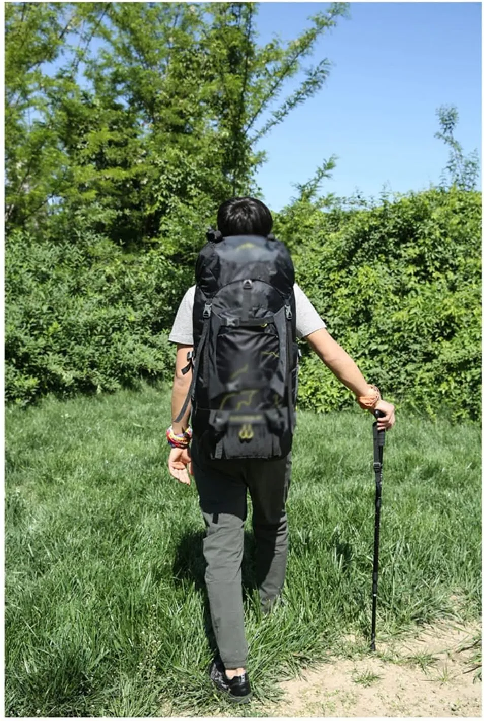 60L Outdoor Backpack Multi Pocket Camping Bag Hiking Backpack Large Capacity(Black)