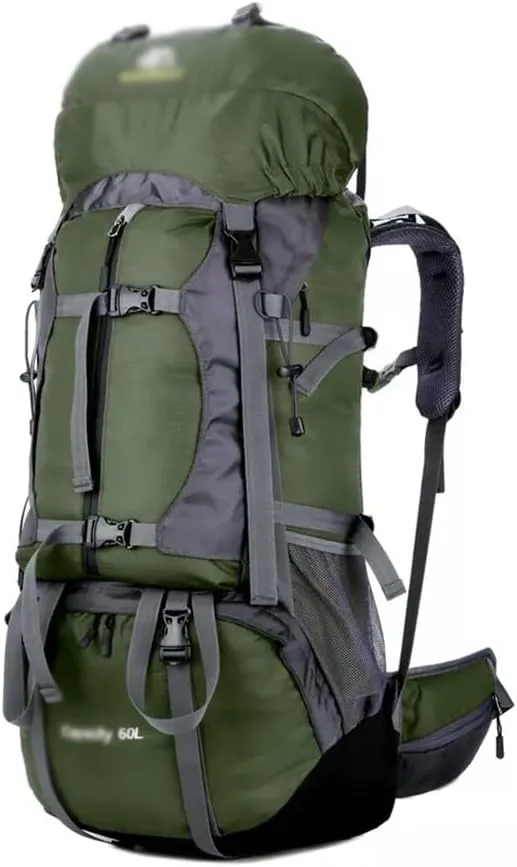 60L Outdoor Mountaineering Bag Hiking Backpack Sports Bag Mountaineering Rucksack(A)