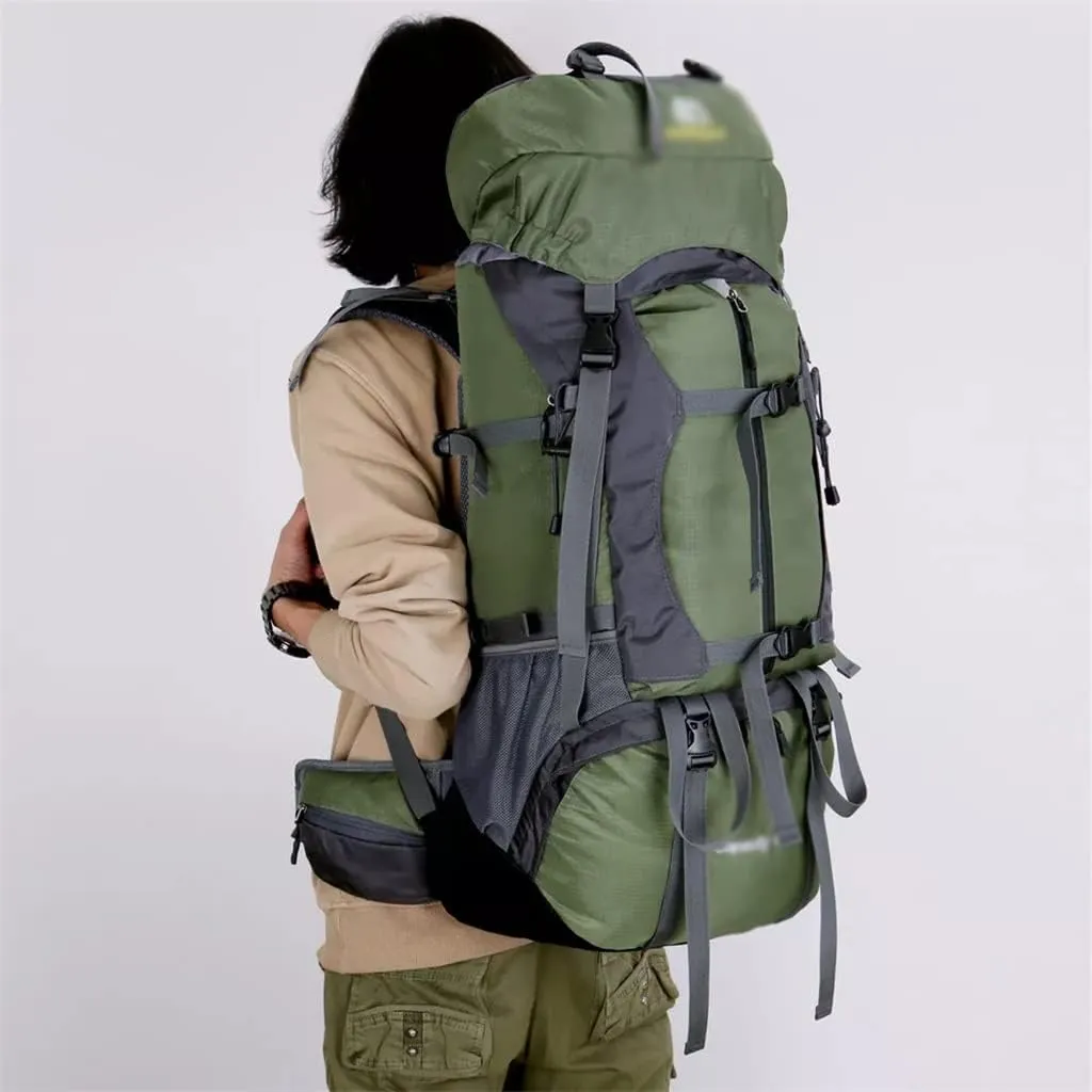60L Outdoor Mountaineering Bag Hiking Backpack Sports Bag Mountaineering Rucksack(A)