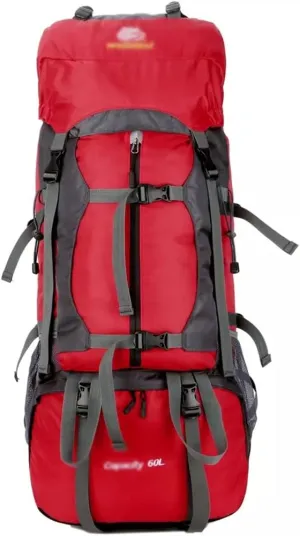 60L Outdoor Mountaineering Bag Hiking Backpack Sports Bag Mountaineering Rucksack(D)