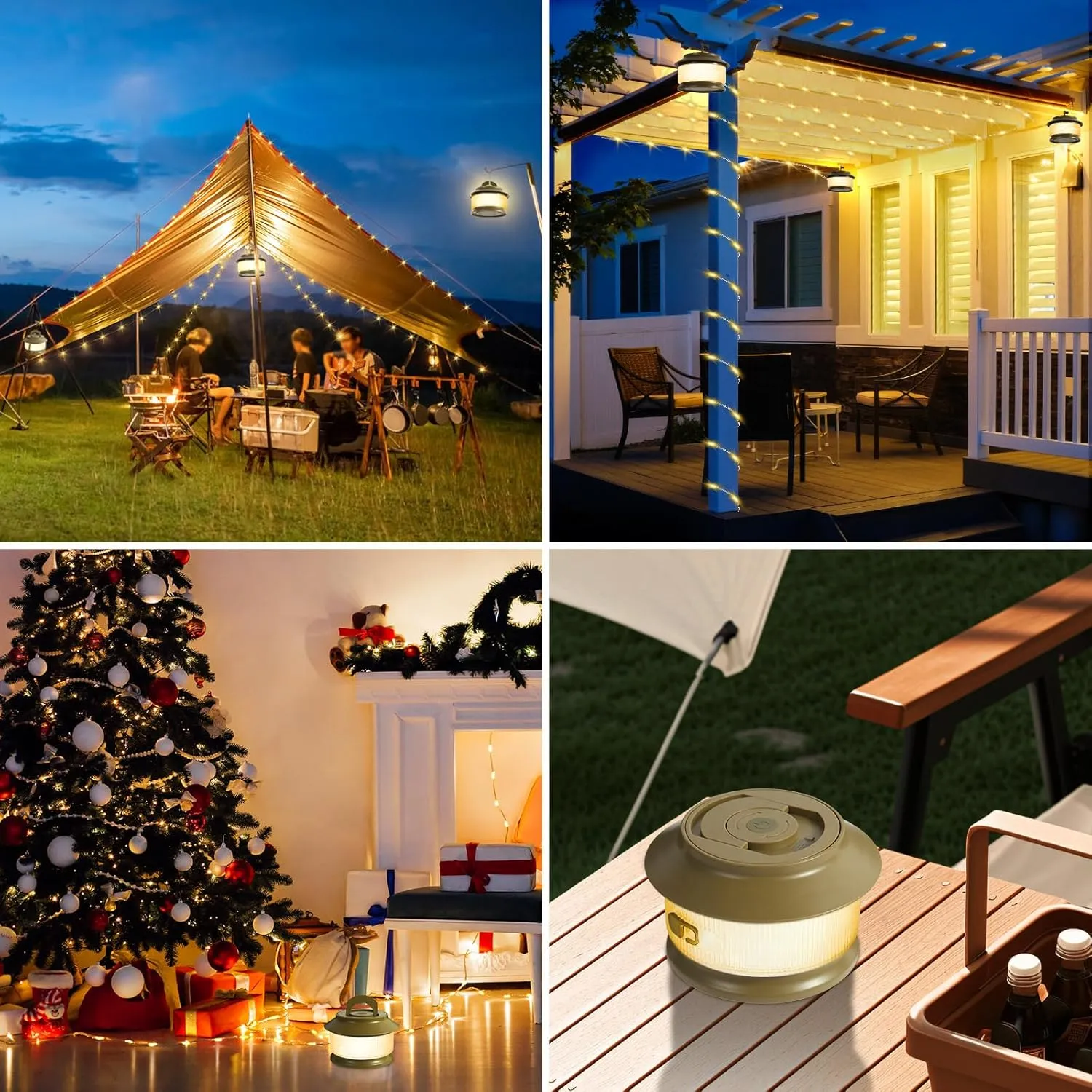 65.6ft Retractable Camping String Lights,3000mAh Camping Essentials Lamp Lights Waterproof,5Modes Outdoor Lights String for Tent,Yard,Hiking,RV,Holiday Decoration