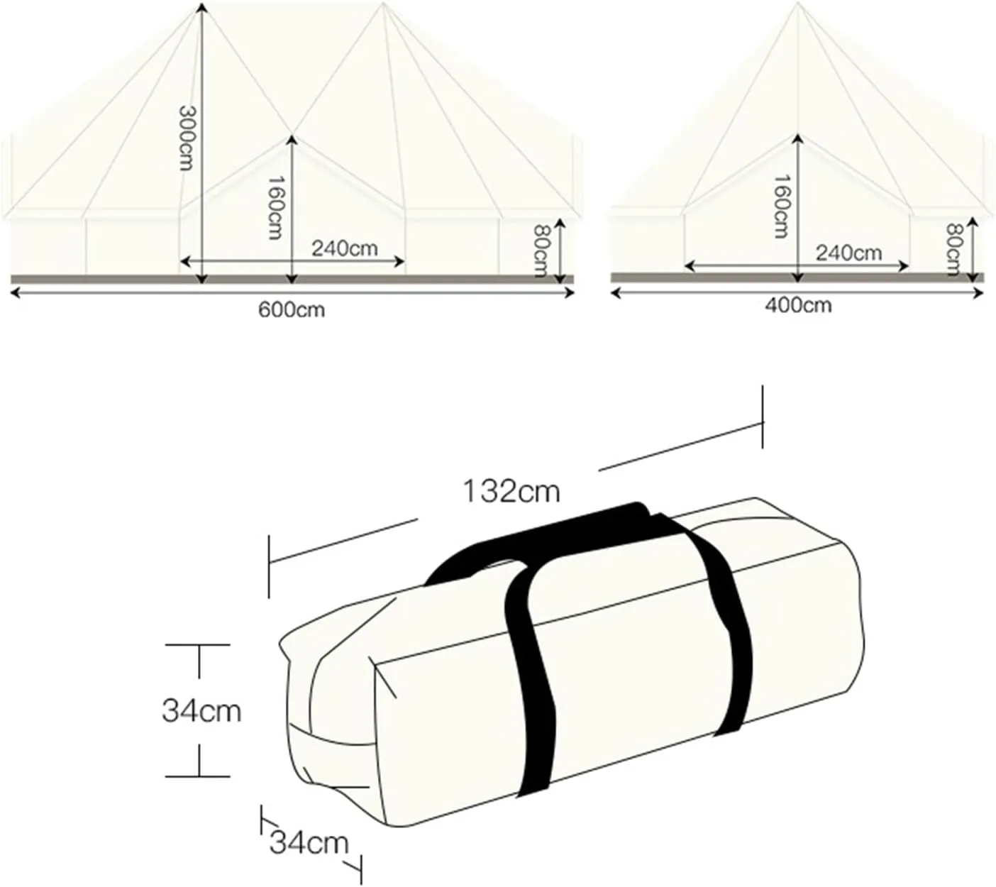 6m Bell Tent, 4 Season Camping Tent, Luxury Canvas Tent with Stove Sockets, Large Room for 8-10 People, Outdoor Camping Wall Tent, Easy to Set Up