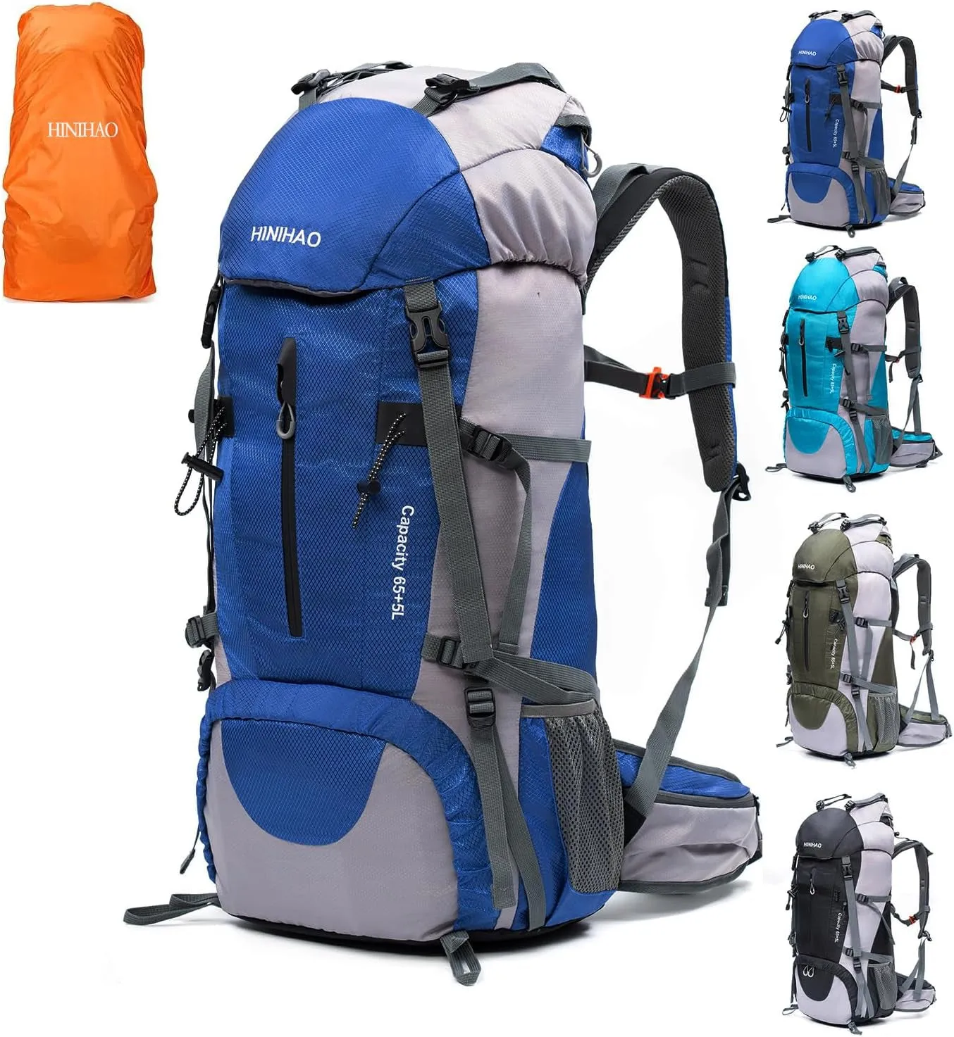 70L Camping Hiking Backpack with Rain Cover Backpacking Backpack for Treeking Outdoor Travel Pack (70L Blue)