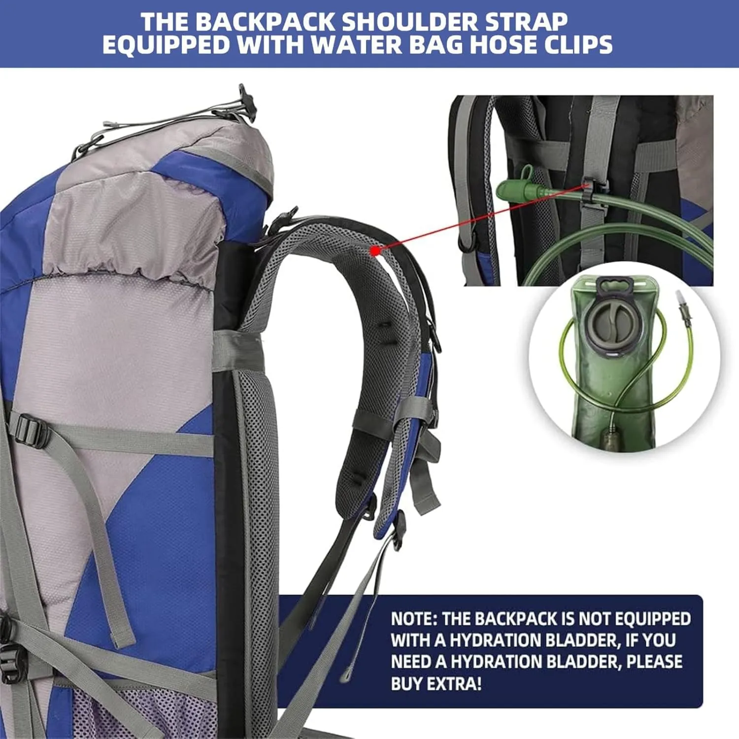 70L Camping Hiking Backpack with Rain Cover Backpacking Backpack for Treeking Outdoor Travel Pack (70L Blue)