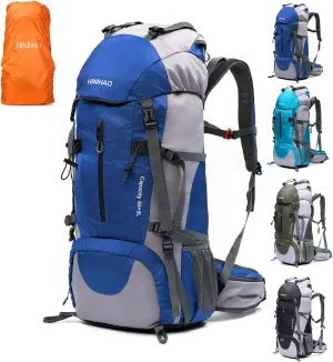 70L Camping Hiking Backpack with Rain Cover Backpacking Backpack for Treeking Outdoor Travel Pack (70L Blue)
