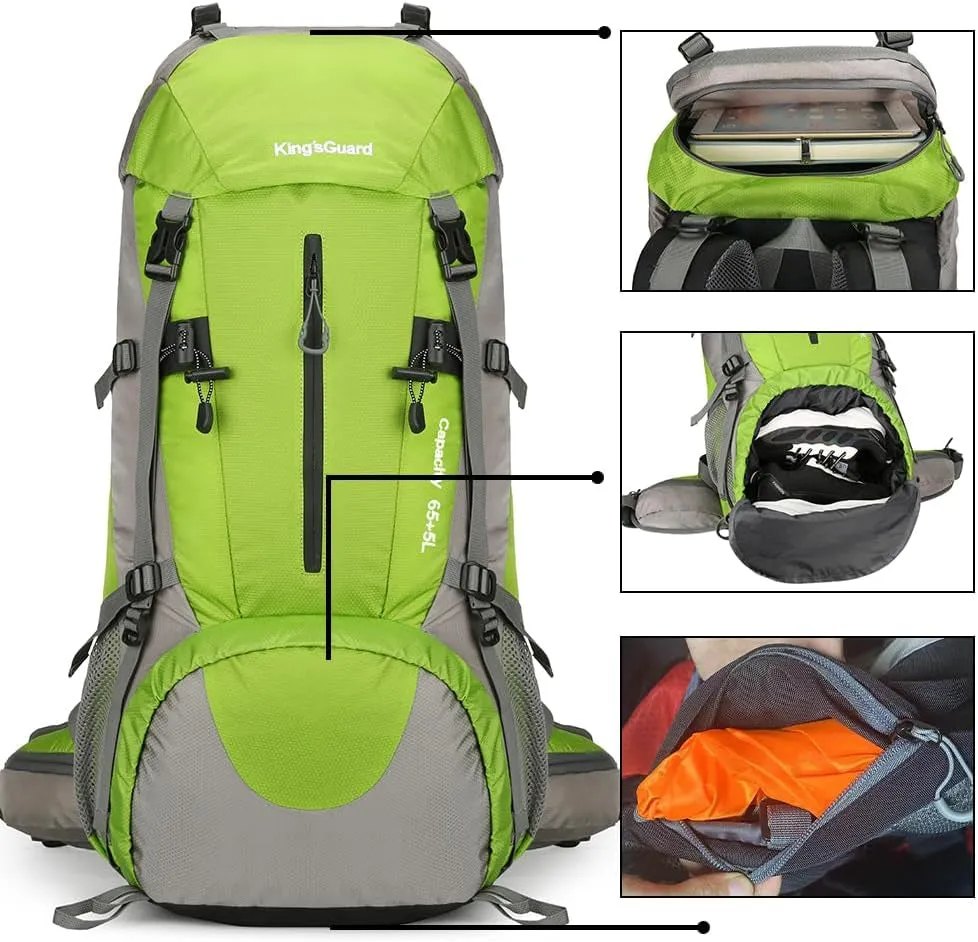 70L Hiking Backpack with Rain Cover Lightweight Travel Backpack Waterproof Camping Backpack