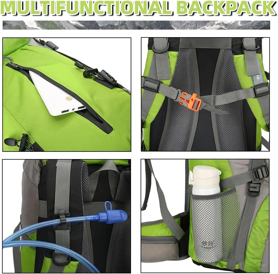 70L Hiking Backpack with Rain Cover Lightweight Travel Backpack Waterproof Camping Backpack