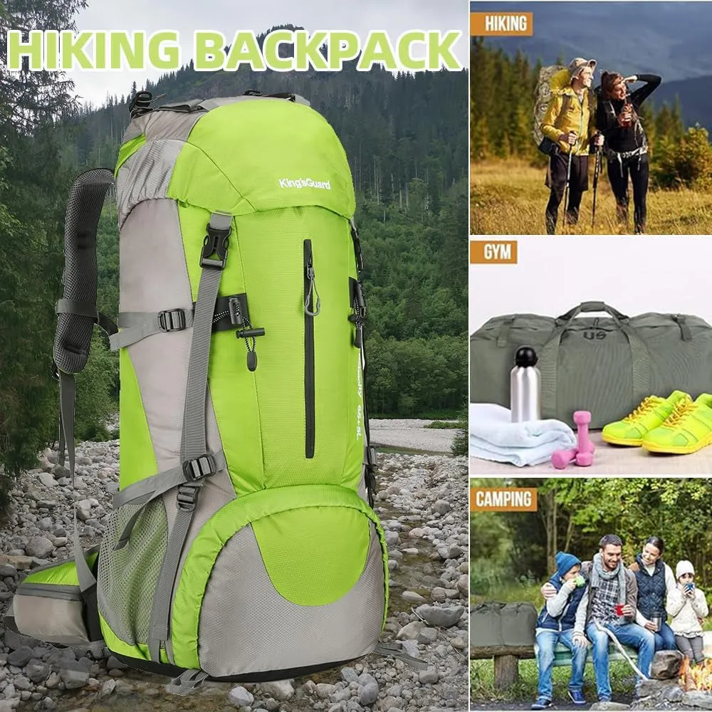 70L Hiking Backpack with Rain Cover Lightweight Travel Backpack Waterproof Camping Backpack