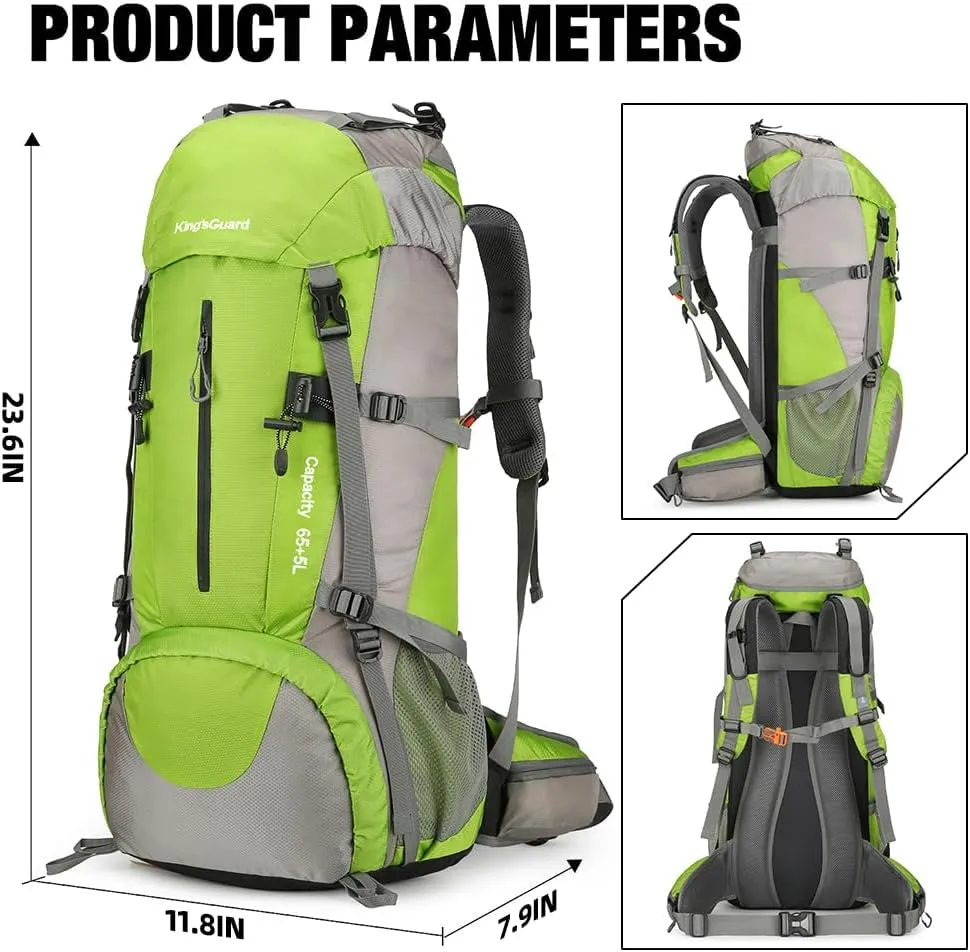 70L Hiking Backpack with Rain Cover Lightweight Travel Backpack Waterproof Camping Backpack
