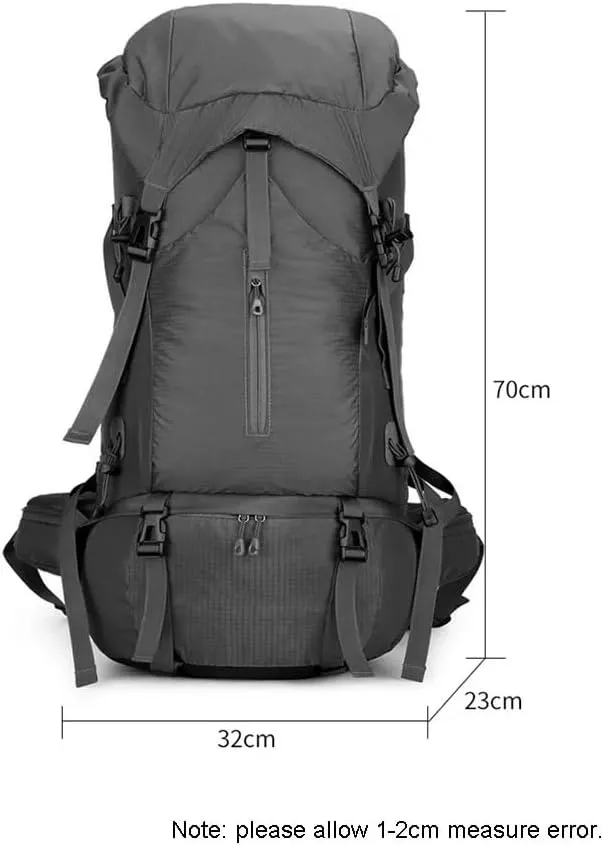 70L Nylon Camping Backpack Travel Bag with Rain Cover Outdoor Hiking Daypack Mountaineering Backpack Shoulder Bags