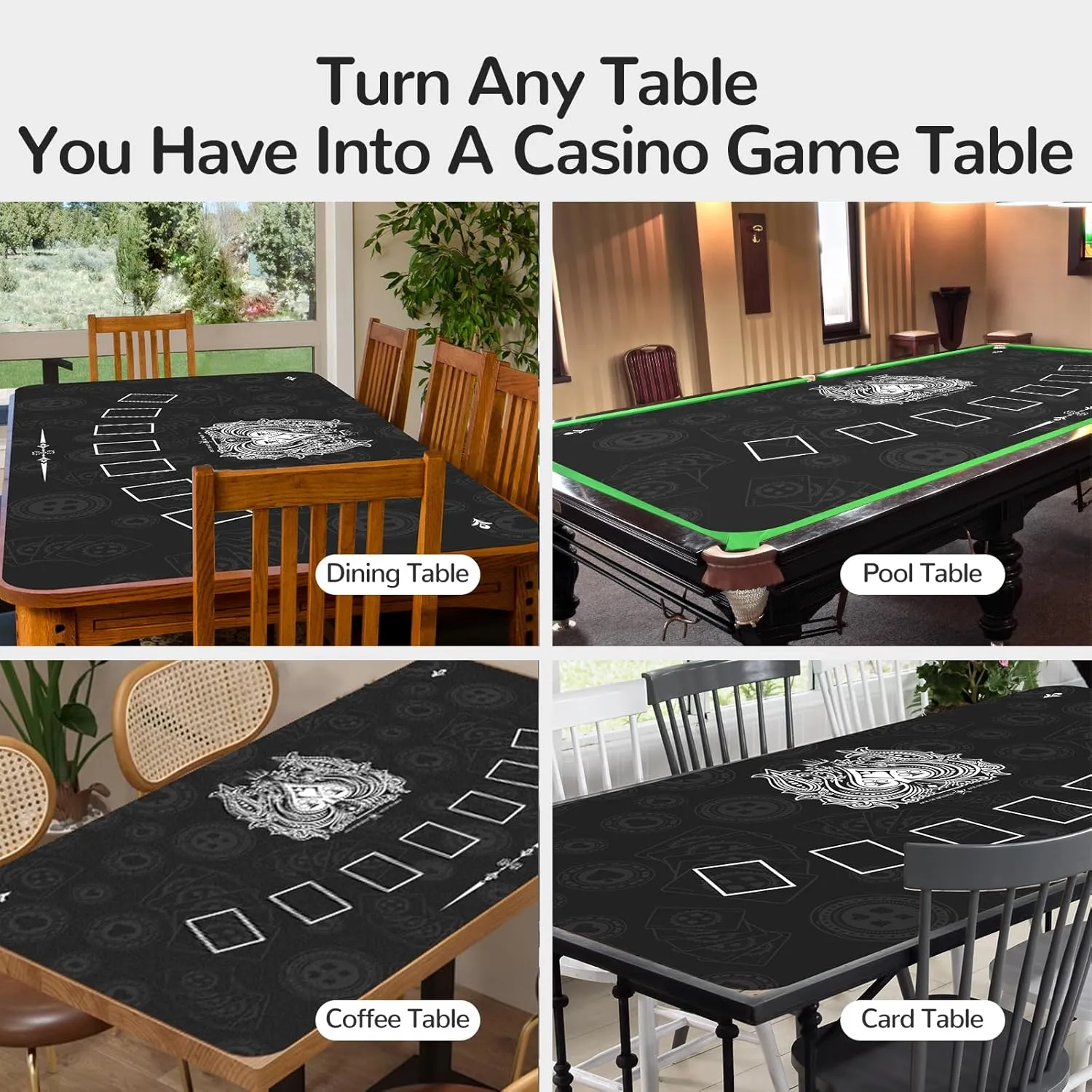70" x 35" Waterproof Poker Table Mat, Super Soft Texas Hold'em Poker Mat with Smooth Premium Surface,Portable Zipper Handbag for Parties, Home Entertainment, Blackjack/Casino Game Night