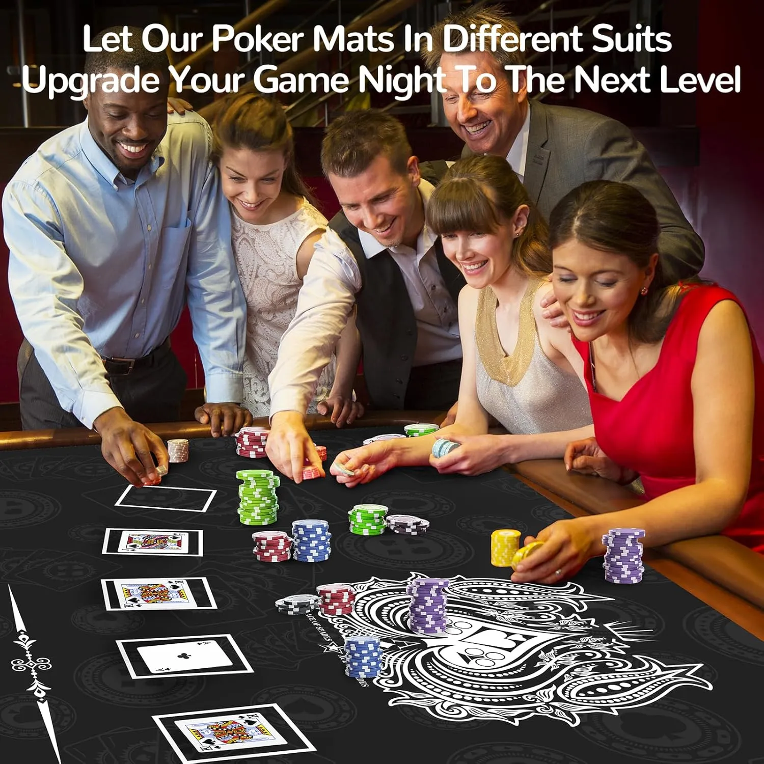 70" x 35" Waterproof Poker Table Mat, Super Soft Texas Hold'em Poker Mat with Smooth Premium Surface,Portable Zipper Handbag for Parties, Home Entertainment, Blackjack/Casino Game Night