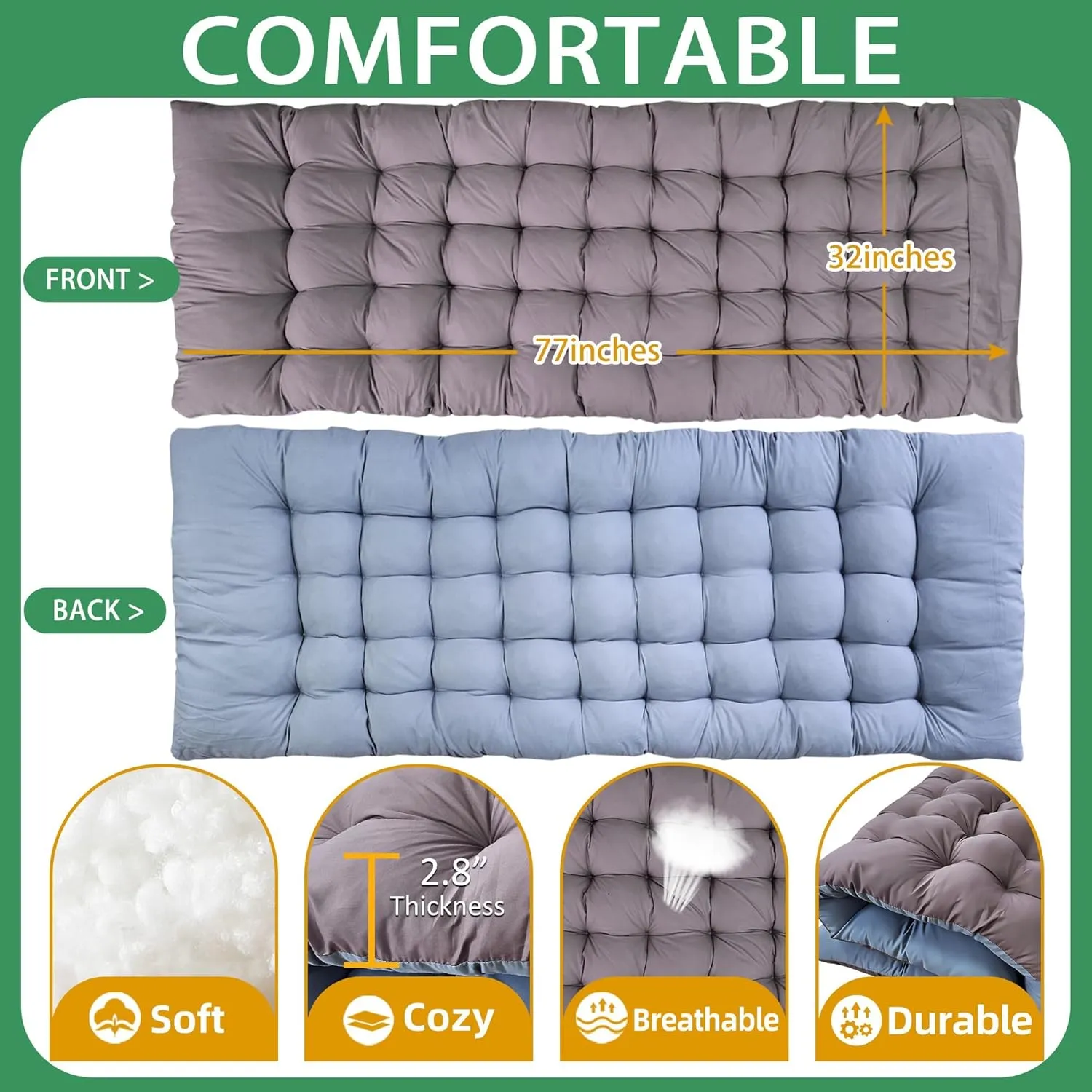 79" L x 32" W x 18" H Oversize Camping Cot with Comfortable Mattress XXL Sleeping Cots for Adults Camping Bed Folding Cot Heavy Duty with Carry Bag for Home Travel Outdoor Indoor