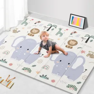 79x71 Foldable Baby Play Mat for Floor, Extra Large Non-Toxic Tummy Time and Crawling Playmat, Thick Foam Play Mat for Baby, Reversible Portable Babies Floor Mats for Infant, Toddler