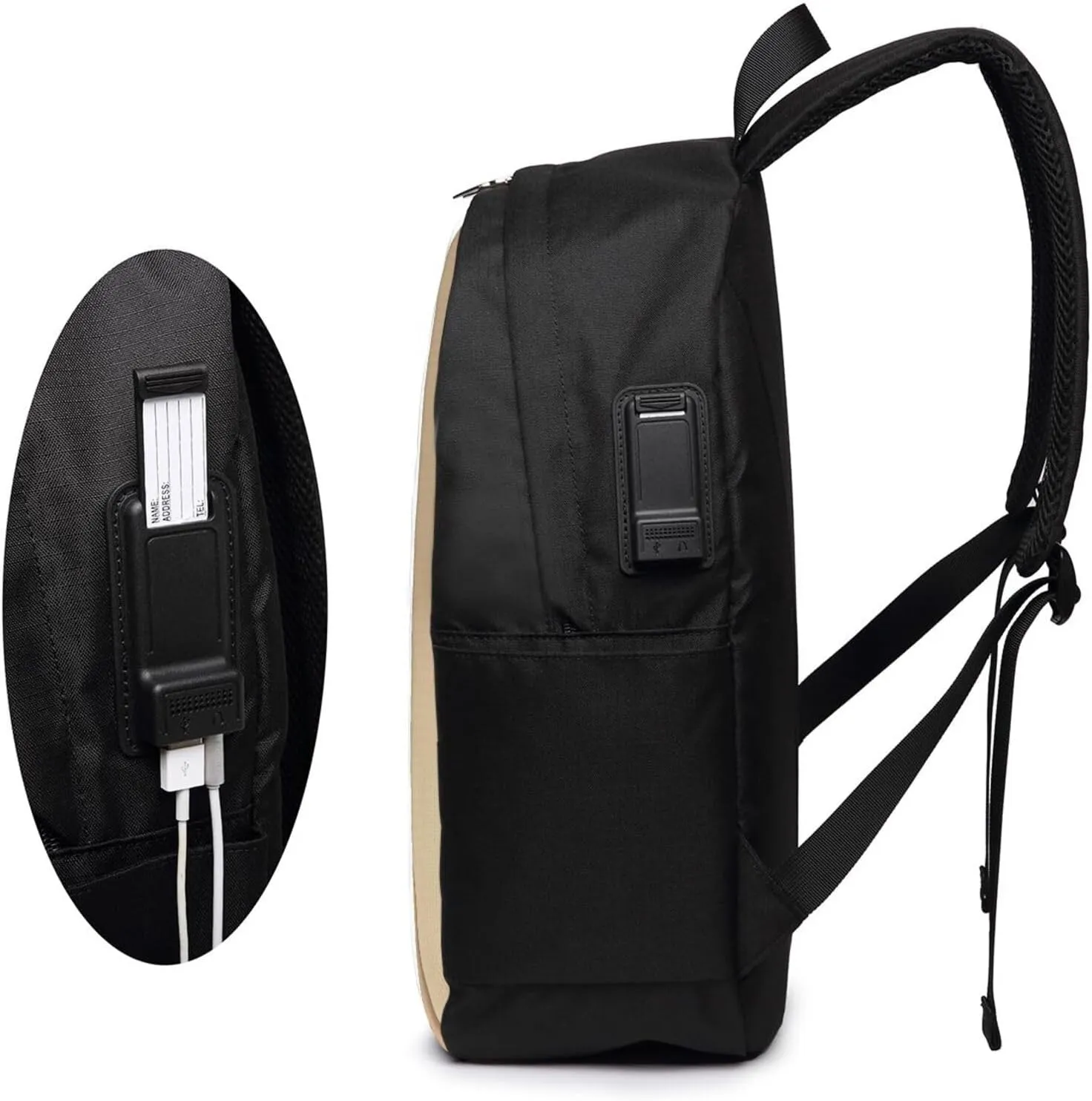 A-ngelina Jolie Simple Large Capacity Backpack, The Whole Bag Is Stylish And Lightweight Black