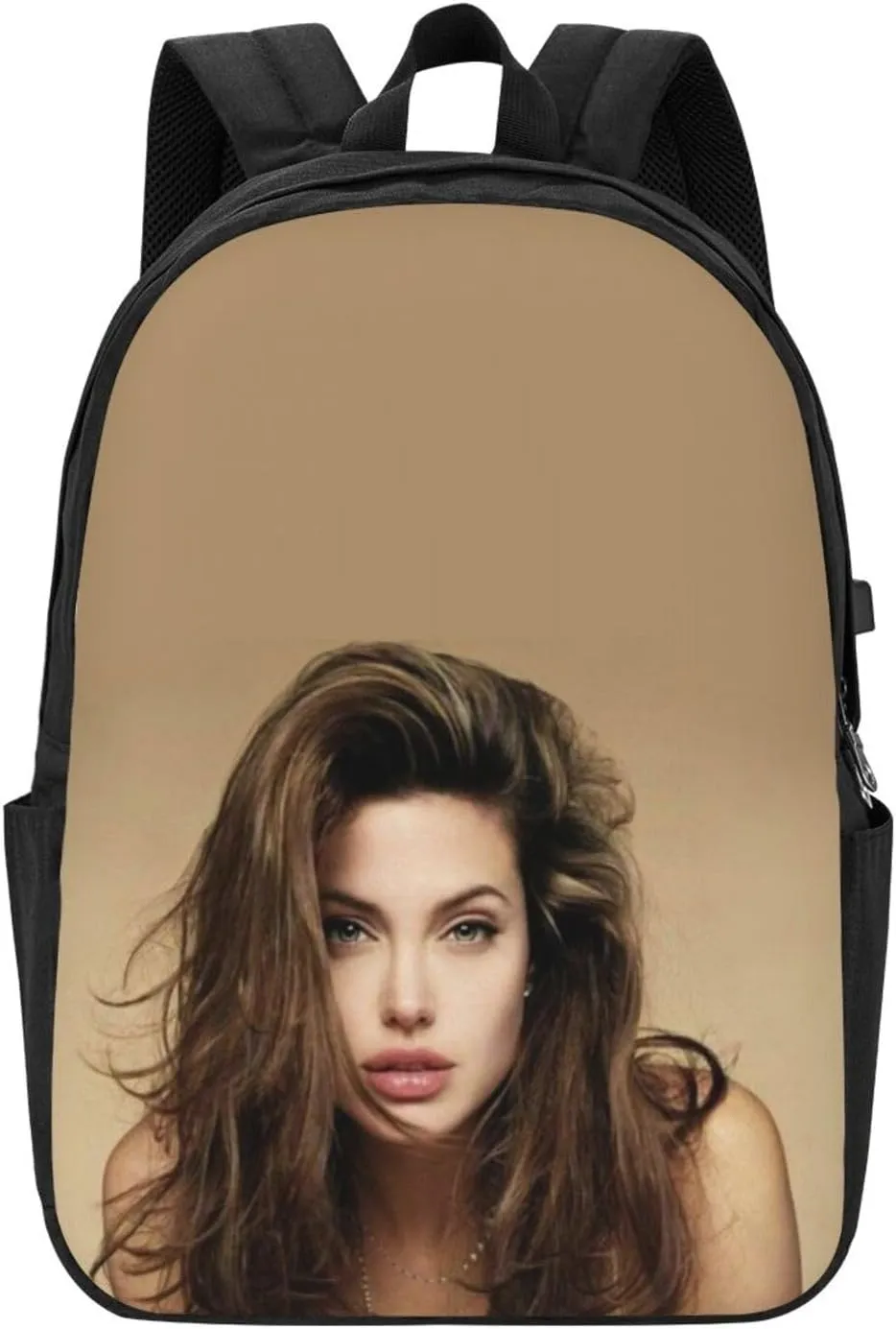 A-ngelina Jolie Simple Large Capacity Backpack, The Whole Bag Is Stylish And Lightweight Black