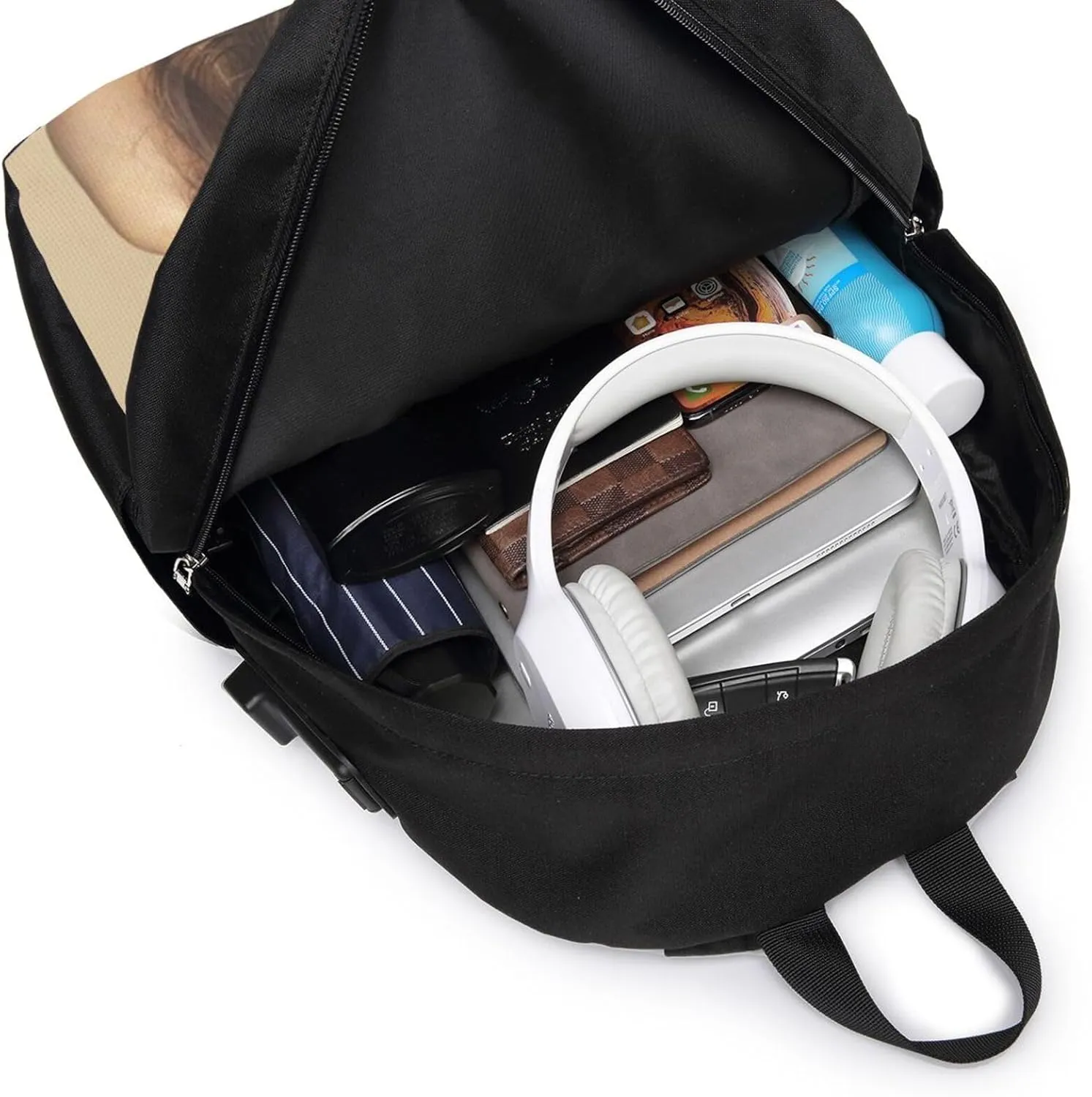 A-ngelina Jolie Simple Large Capacity Backpack, The Whole Bag Is Stylish And Lightweight Black