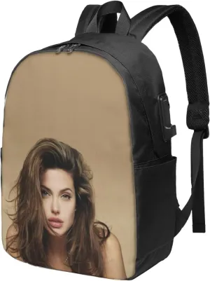 A-ngelina Jolie Simple Large Capacity Backpack, The Whole Bag Is Stylish And Lightweight Black