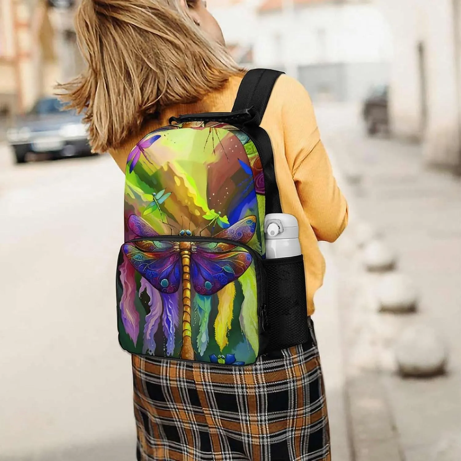 A Vibrant Dragonfly Colorful World Art Daypack Backpack Polyester Multipurpose Anti-Theft Shoulder Bag Big Capacity Gym Outdoor Hiking Backpack With Smooth Zippers