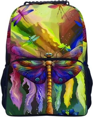 A Vibrant Dragonfly Colorful World Art Daypack Backpack Polyester Multipurpose Anti-Theft Shoulder Bag Big Capacity Gym Outdoor Hiking Backpack With Smooth Zippers